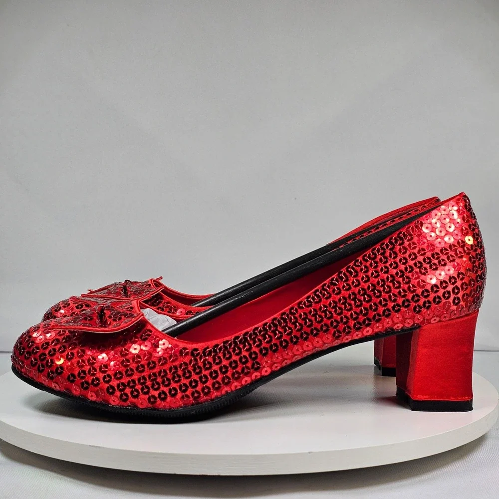 New Ellie Shoes 203-Judy Womens Red Sequined Ruby Slipper Costume Pump Heel Sz 9 - Picture 4 of 9